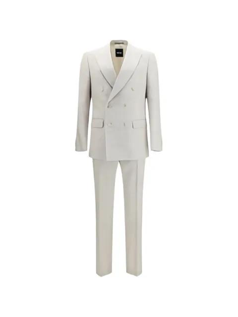 two-piece slim-fit suit in striped linen and wool by HUGO BOSS