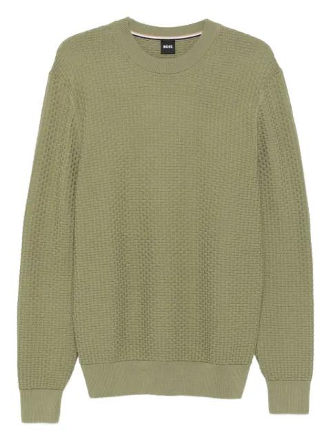 waffle-knit crew-neck sweatshirt by HUGO BOSS