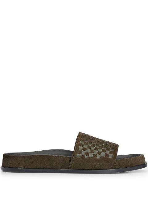 woven leather slides by HUGO BOSS