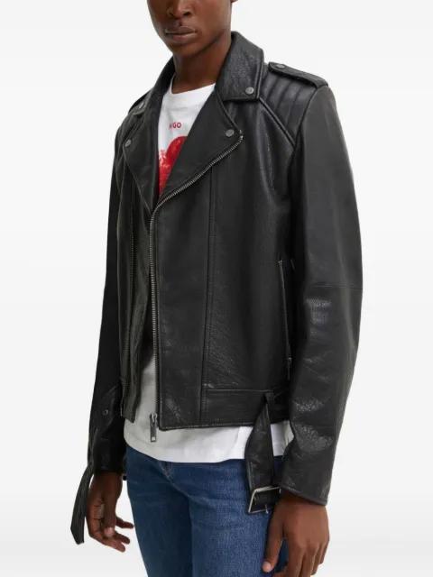 zip-fastening leather biker jacket by HUGO BOSS