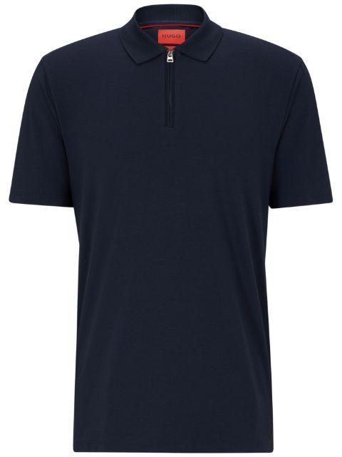 zip-up short-sleeve piqué polo shirt by HUGO BOSS