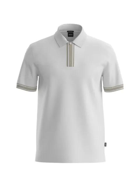 zip-up striped-trim polo shirt by HUGO BOSS