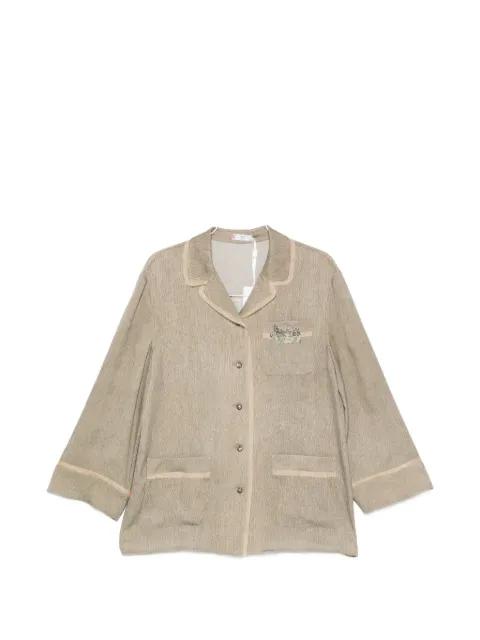 Petunia floral-patch shirt jacket by HUI HUI