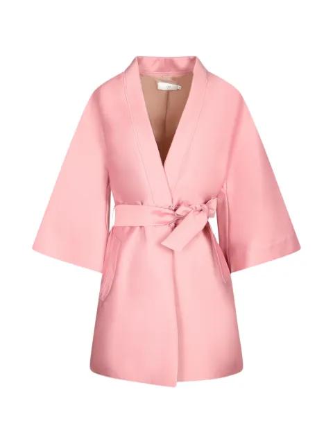 belted frog-fastening coat by HUI HUI
