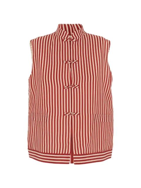 Lorenzo striped knot-fastening vest by HUI MILANO