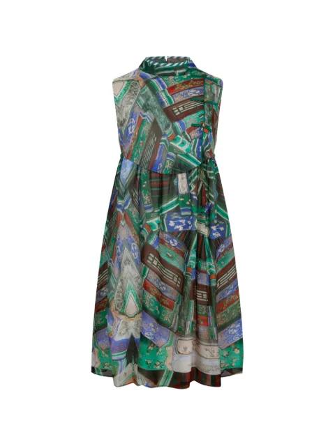 Magnolia graphic-print frog-fastening dress by HUI MILANO