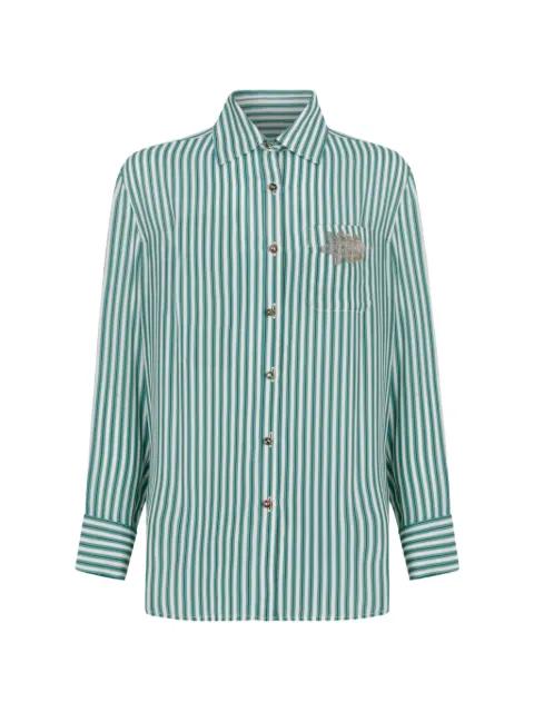 Petunia striped floral-appliqué shirt by HUI MILANO