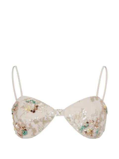 sequin-embellished floral-patch top by HUI MILANO
