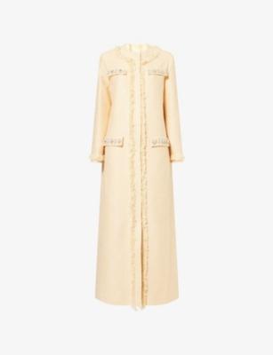 Betula Jewel-Embellished Long Tweed Coat by HUISHAN ZHANG