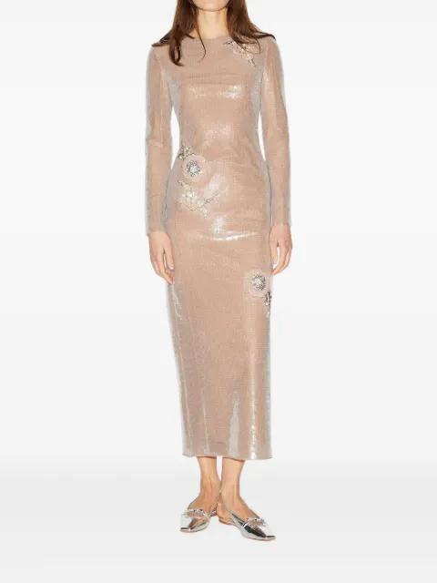 Davida sequin-embellished floral midi dress by HUISHAN ZHANG