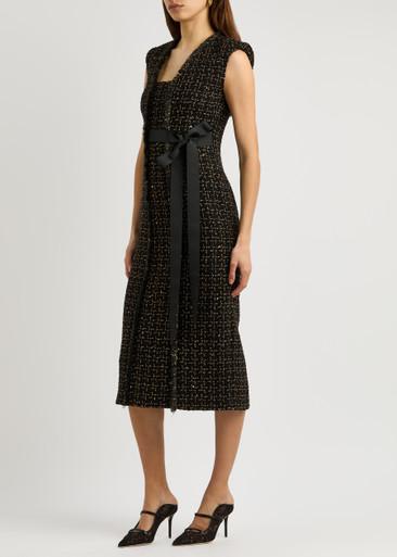 Shade metallic tweed midi dress by HUISHAN ZHANG