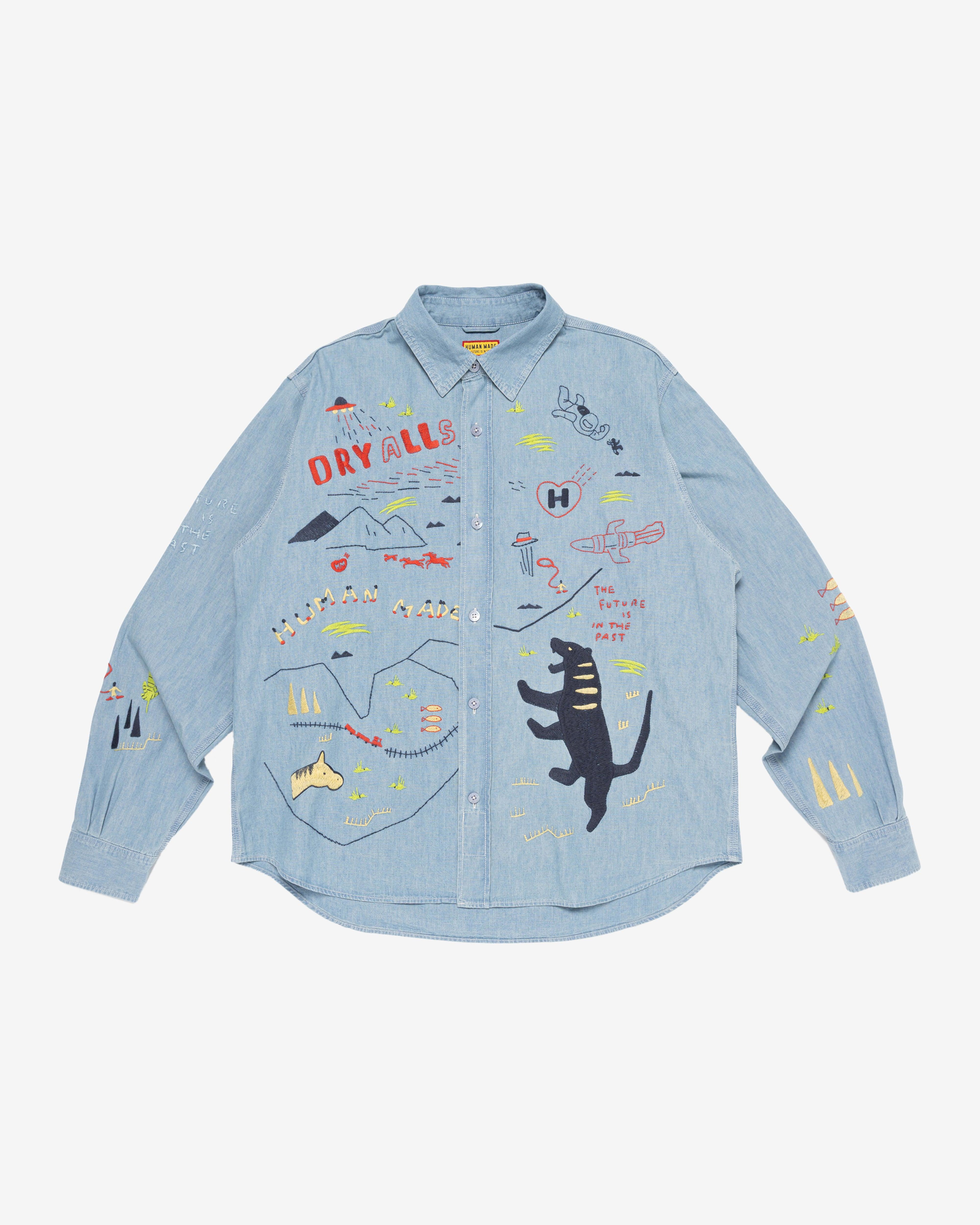 Human Made - Men's Embroidered Chambray Shirt - (Blue) by HUMAN MADE