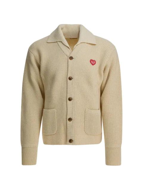 heart-patch button-up cardigan by HUMAN MADE