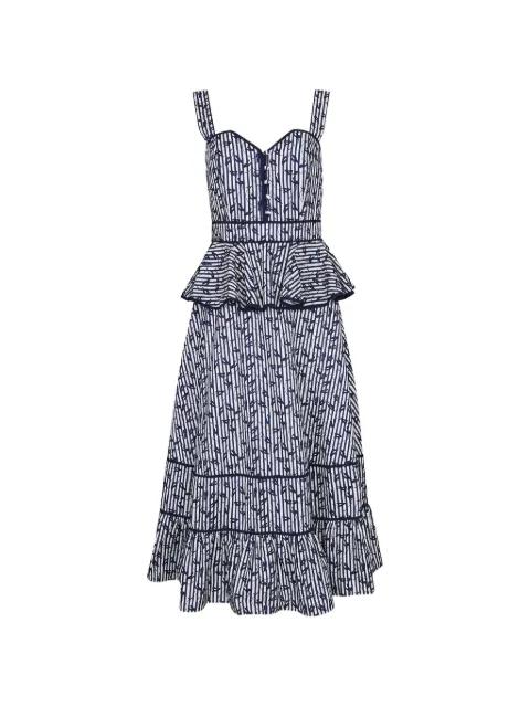 Lacey peplum striped midi dress by HUNTER BELL