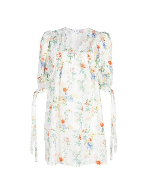 Paige floral-print pintucked mini dress by HUNTER BELL