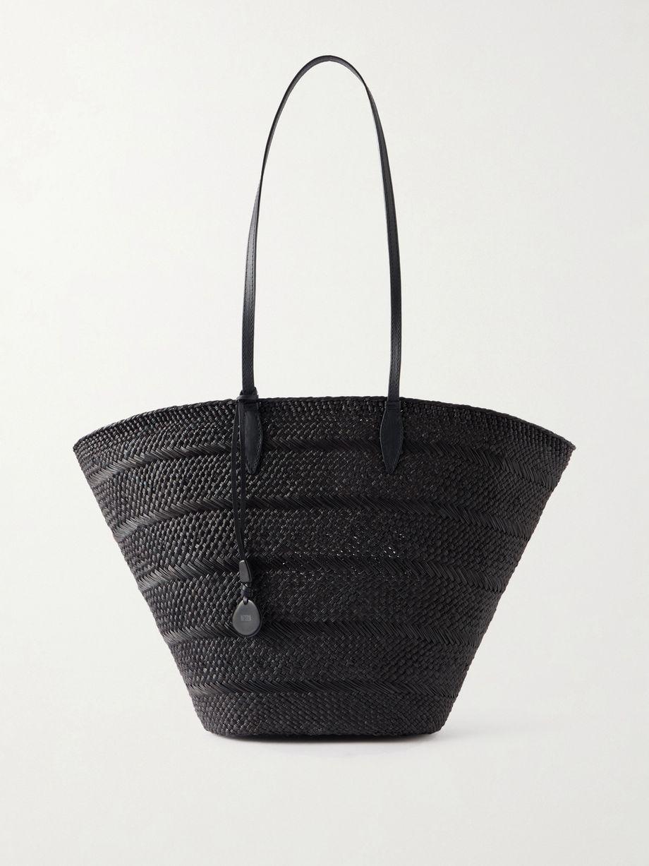 Market leather-trimmed woven fique tote by HUNTING SEASON