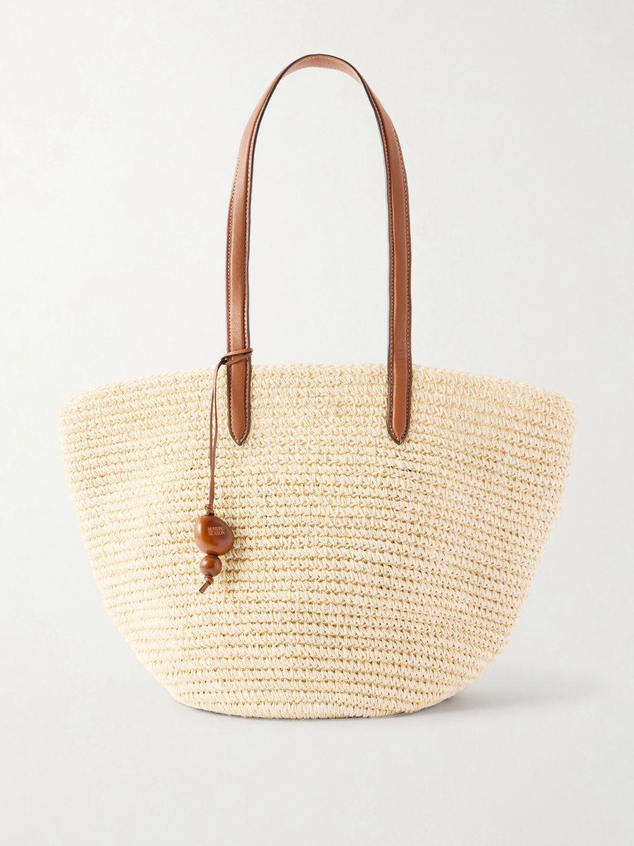 Market leather-trimmed woven fique tote by HUNTING SEASON