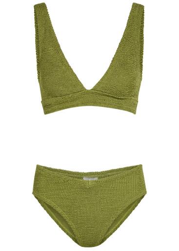Angel V-neck crinkle bikini by HUNZA G