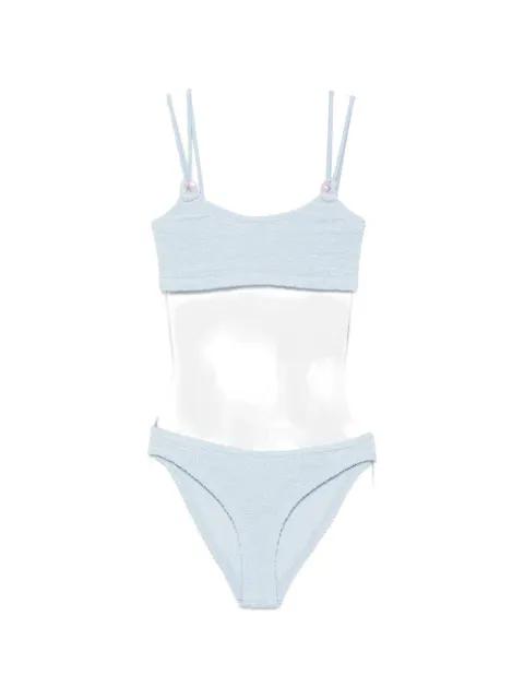 Cassie beaded crinkle-effect bikini by HUNZA G