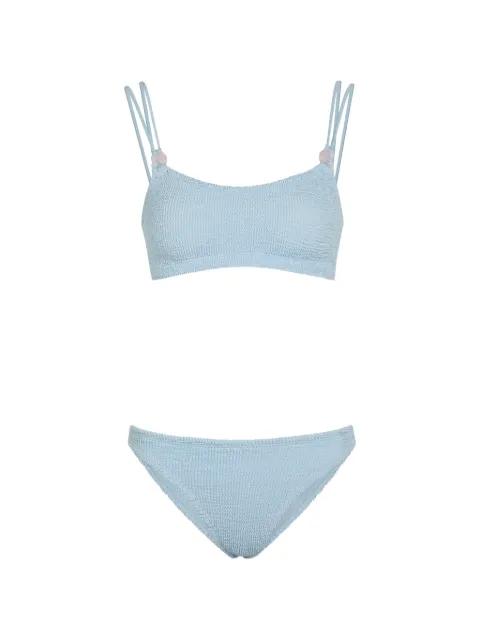 Cassie beaded crinkle-effect bikini by HUNZA G