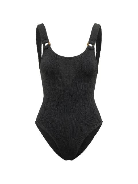 Domino crinkle-effect swimsuit by HUNZA G