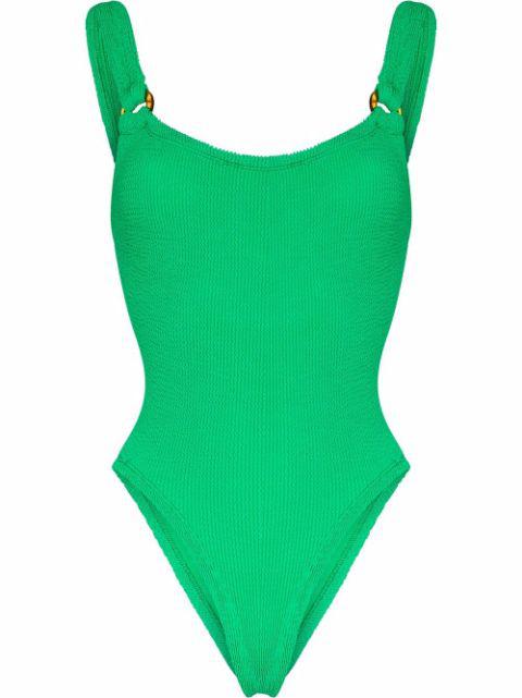 Domino crinkle-effect swimsuit by HUNZA G