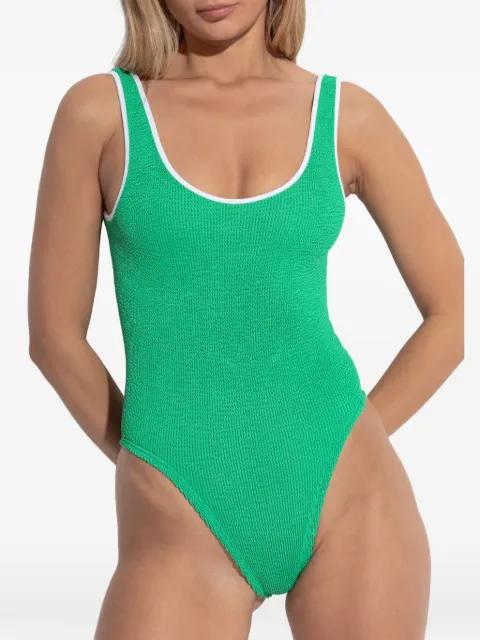 Faye crinkle contrast-trim swimsuit by HUNZA G