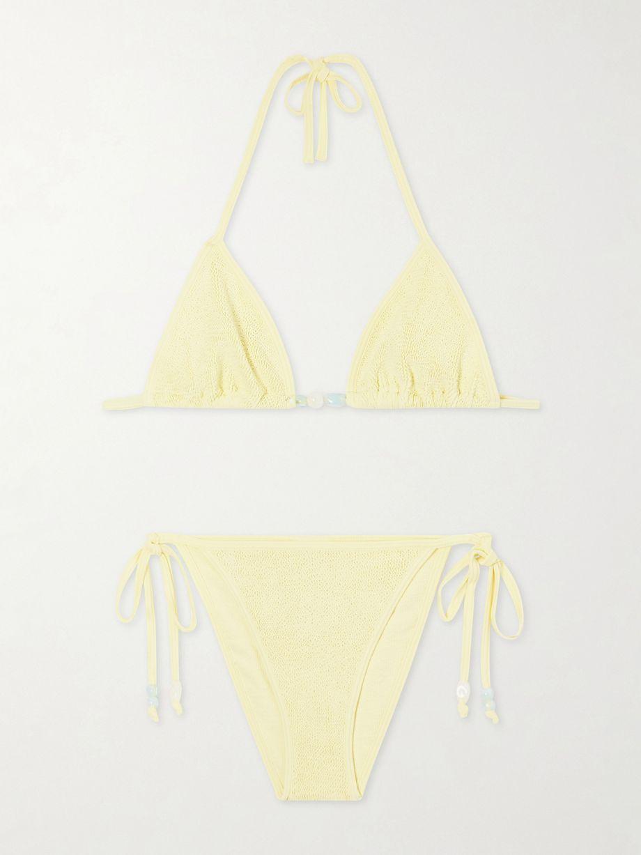 Gina bead-embellished Original Crinkle™ bikini by HUNZA G