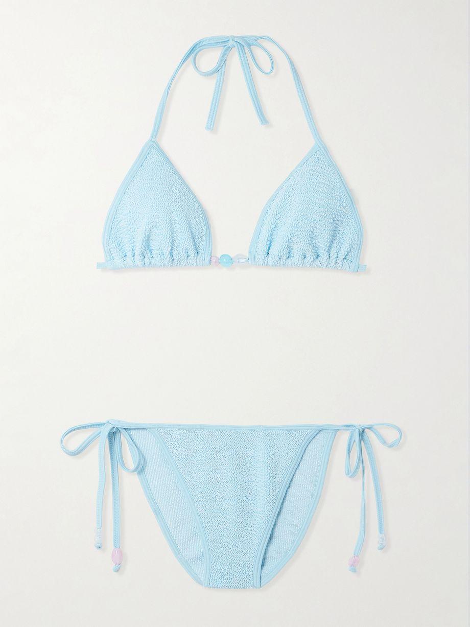 Gina bead-embellished Original Crinkle™ bikini by HUNZA G