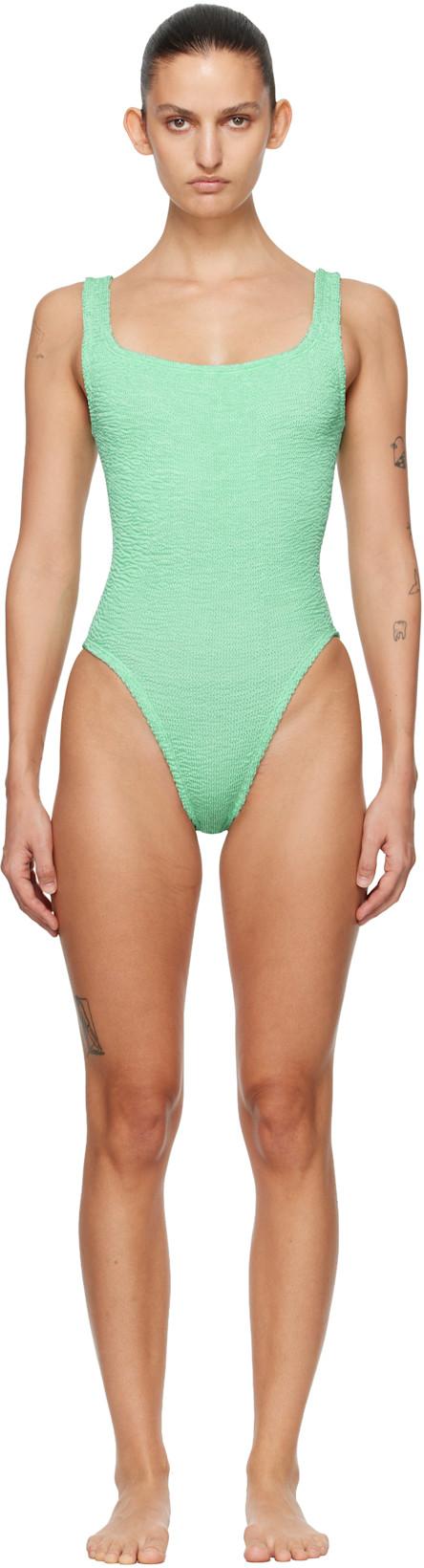Green Square Neck Swimsuit by HUNZA G