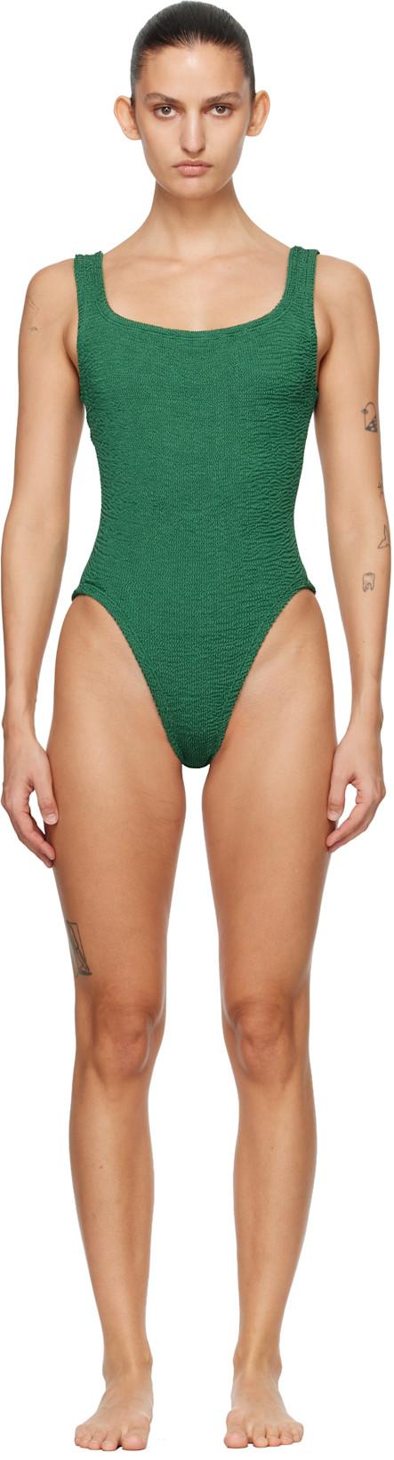 Green Square Neck Swimsuit by HUNZA G