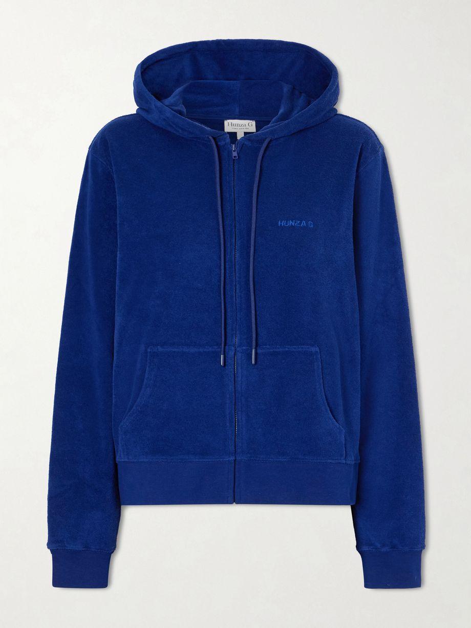 Hooded embroidered cotton-terry top by HUNZA G
