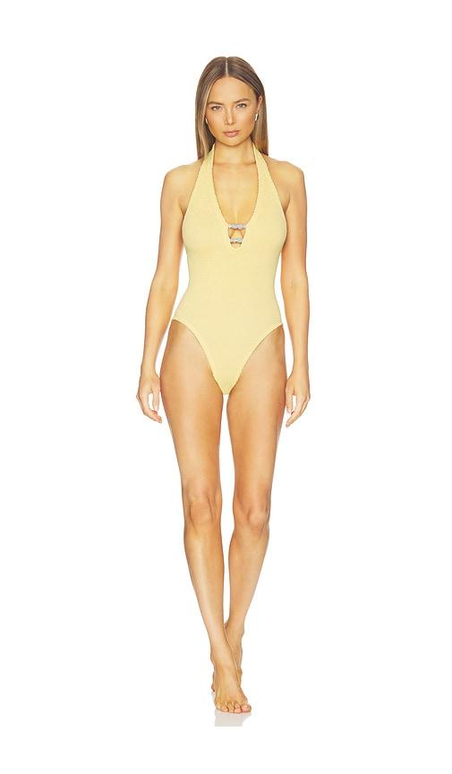 Hunza G Adriana Beaded Swim - A in Yellow by HUNZA G