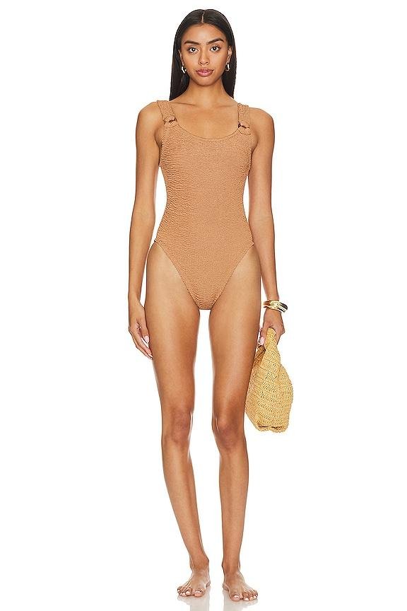 Hunza G Domino One Piece in Tan by HUNZA G