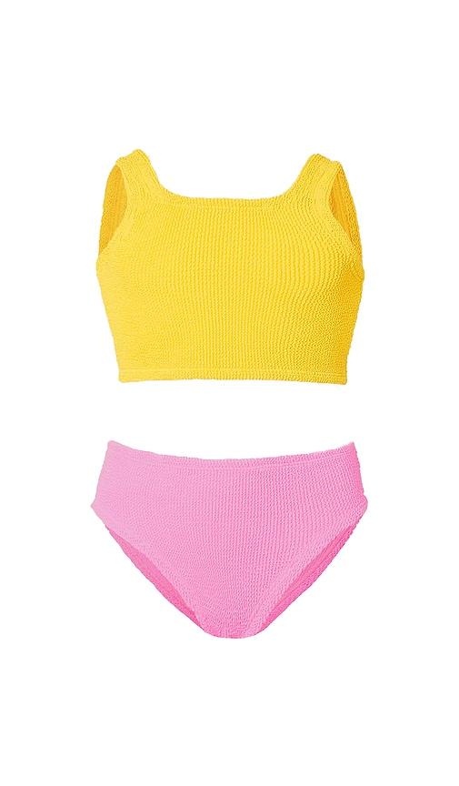Hunza G Kids Lyra Swim Set in Pink,Yellow by HUNZA G