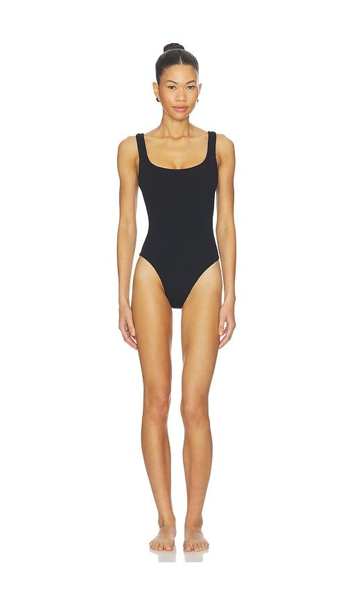 Hunza G Square Neck One Piece in Black by HUNZA G