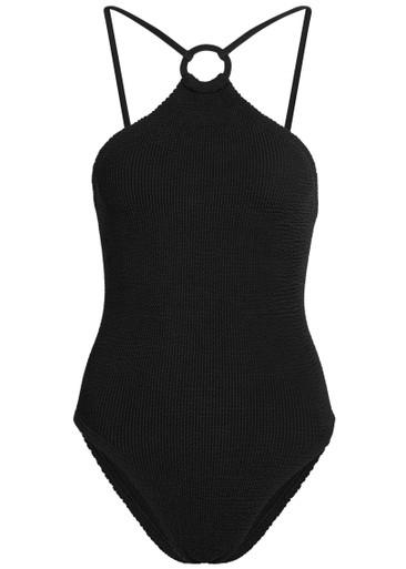 Jasmine hoop detail crinkle swimsuit by HUNZA G