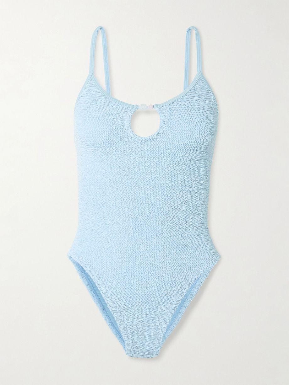 Mia bead-embellished cutout Original Crinkle™ swimsuit by HUNZA G