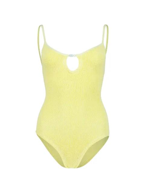 Mia beaded crinkle swimsuit by HUNZA G