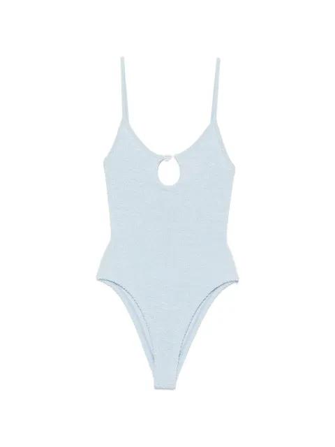 Mia crinkle-effect cut-out swimsuit by HUNZA G