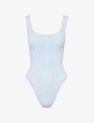 Square-Neck Crinkled Swimsuit by HUNZA G