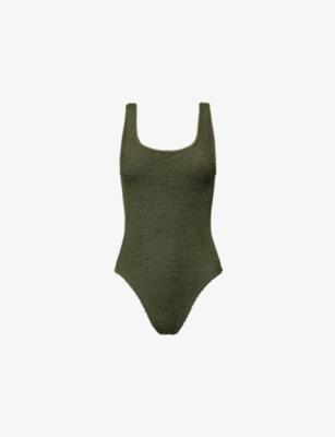 Square-Neck Seersucker Swimsuit by HUNZA G