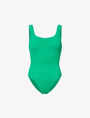 Square-Neck Seersucker Swimsuit by HUNZA G