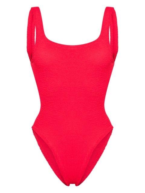 Square Neck textured swimsuit by HUNZA G