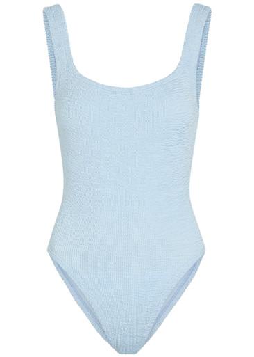 Square-neck crinkle swimsuit by HUNZA G