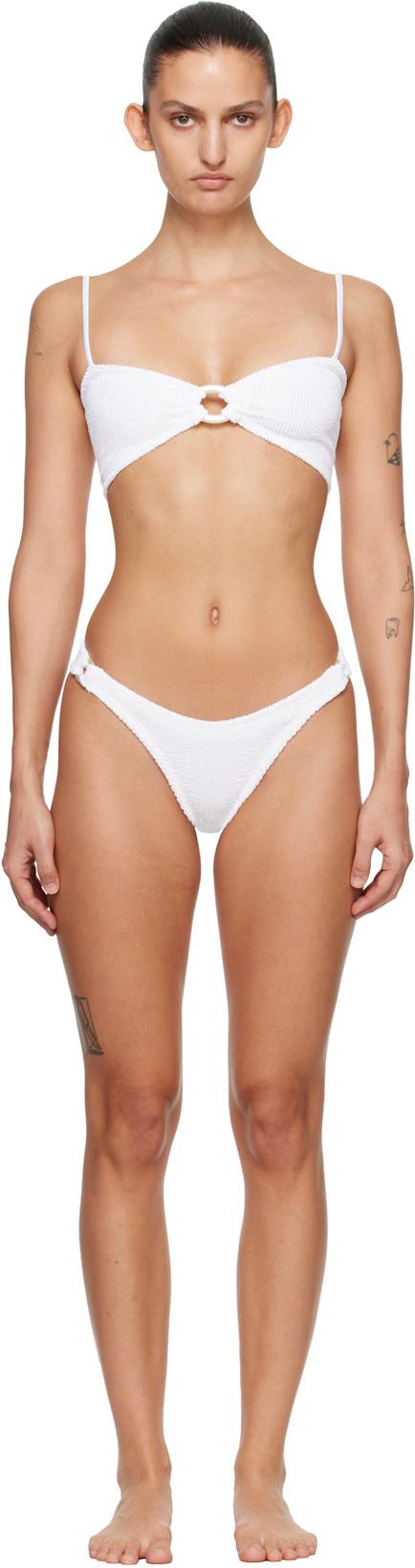 White Misty Tonal Hoop Bikini by HUNZA G