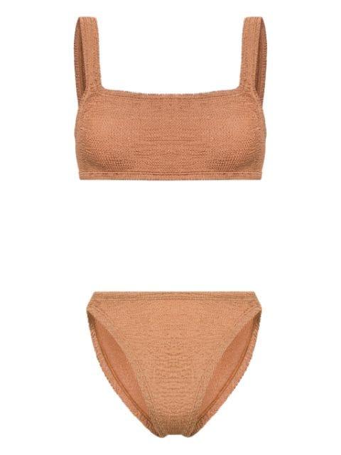 Xandra crinkle-effect bikini by HUNZA G