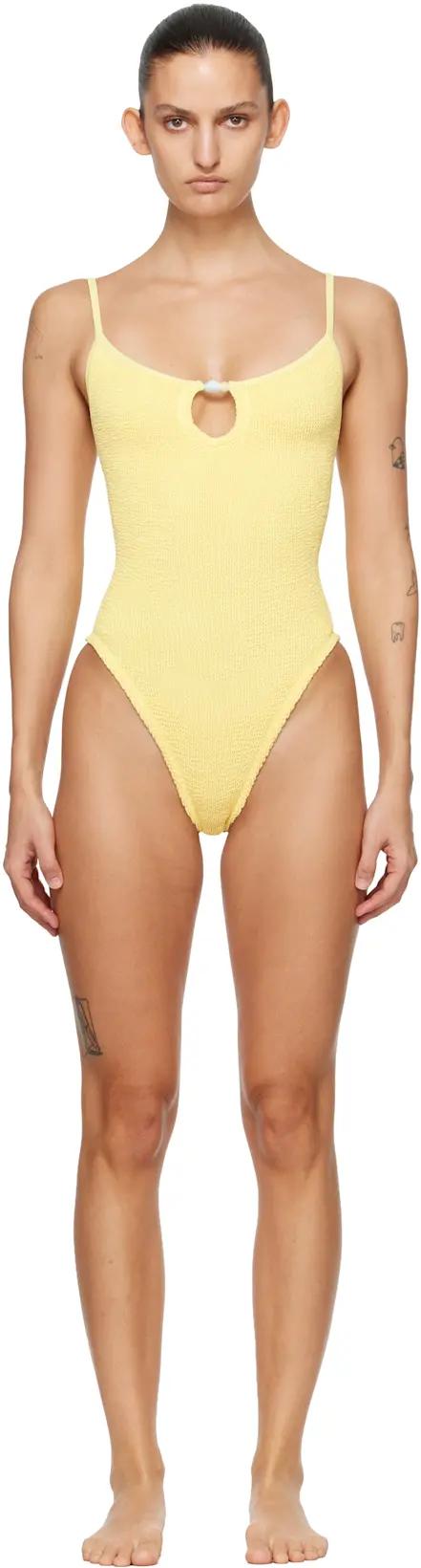 Yellow Mia Beaded Swimsuit by HUNZA G