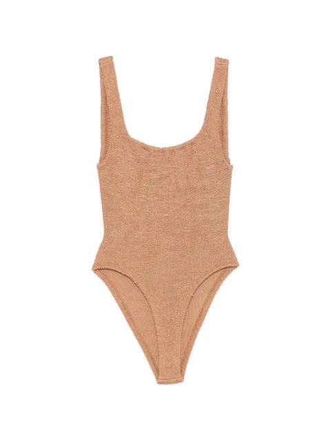 crinkle-effect square-neck swimsuit by HUNZA G