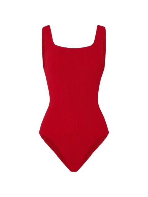 crinkle-effect square-neck swimsuit by HUNZA G